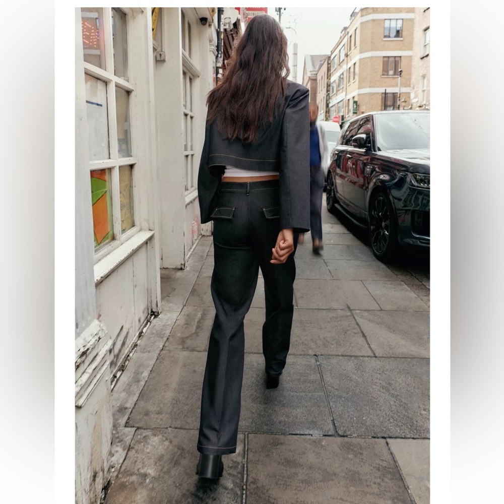 Zara contrasting stitch short Jacket - Picture 4 of 10